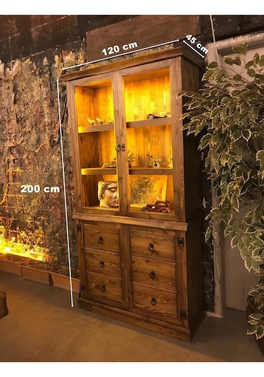 Rubicon Camsız Kapak Doğal Ladin Ahşap Kitaplık