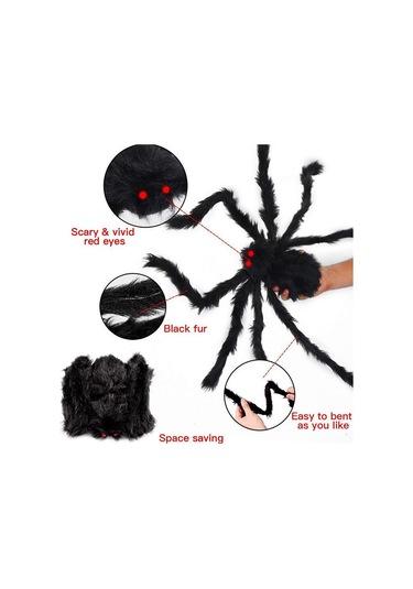 Qingmipy Halloween Dekorasyon Seti: 5 Metre Örgü Ağı, 50 İnç Sahte Örümcek, Halka Ve Tırnaklar İle Gerçekçi Korku Efekti