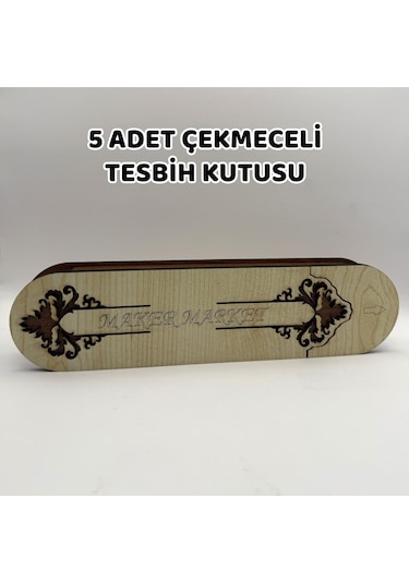 5 Adet Çekmeceli Tesbih Kutusu - Akasya Model-742 04