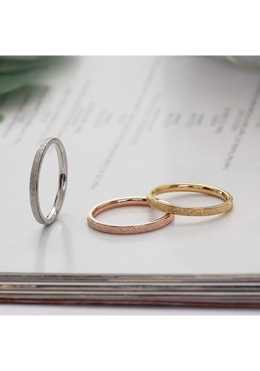 Fastbuy Turkishüç Ömür Titanyum Çelik Çift Yüzük, Buzlu Effektli, Çok İnce, Boyut: Abd 6, Altın Renk/turkish Altın