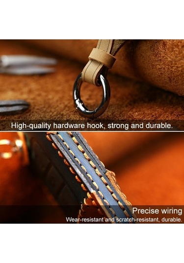 Tongxida Volkswagen Anahtar Koruyucu Kapak, Kahverengi 2 Adet Sığır Derisi Deri, D Versiyonu Uyumlu