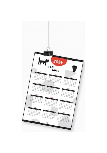 Kedi Temalı Poster Duvar Takvimi