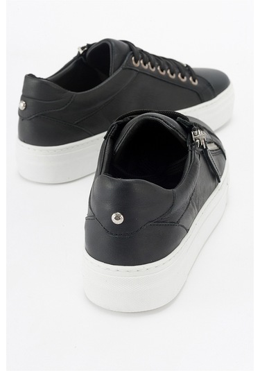 Luvishoes Berly Siyah Hakiki Deri Kadın Sneakers Siyah