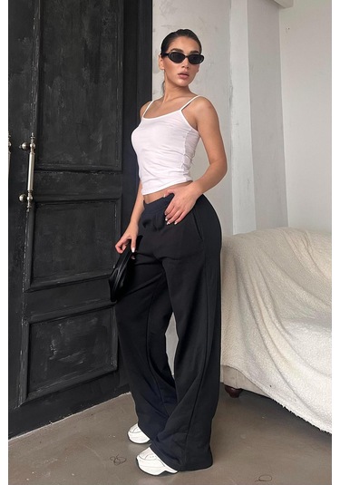 Madmext Siyah Bol Paça Kadın Eşofman Altı Mg2279 Siyah