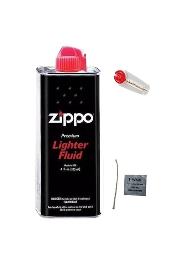 Zippo Benzin + Çakmak Taşı + Fitil