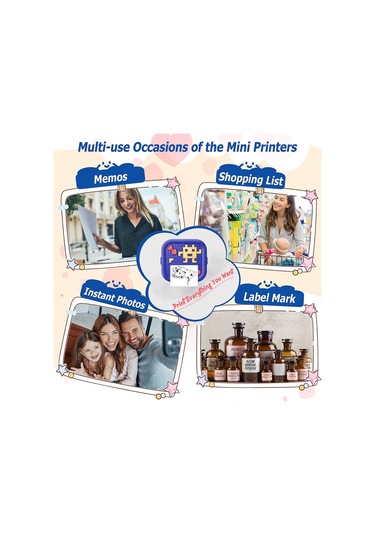 X3 Yapı Taşı Tasarımı Mini Bluetooth Termal Yazıcı Taşınabilir El Tipi Mürekkepsiz Yazıcı