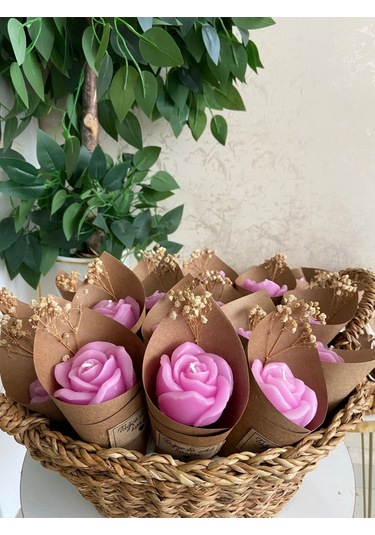 Bernamiofficial Kişiye Özel Düğün Nişan Söz Anneler Günü Hediyelik Gül Mum - 10 Adet