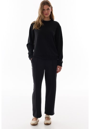 Penti Siyah Bisiklet Yaka Oversize Modal Sweatshirt