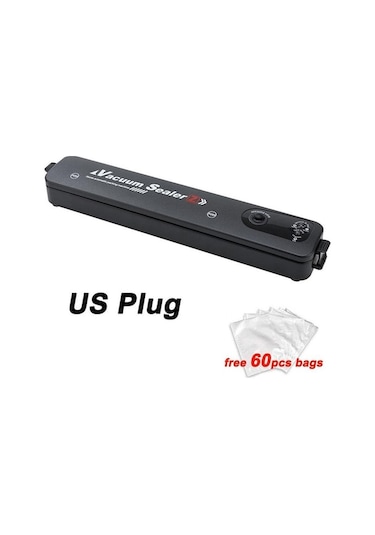 Novahub Ev Siyah Gıda Vakum Mühürleyen, 220v / 110v Vakum Mühürleyen Paketleme Makinesi Us Plug - 60pcs Bags
