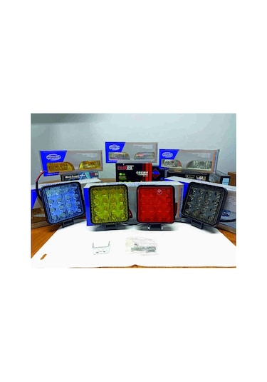 Off Road Sis Farı Sis Lambası 16led Kare2 Adet Paket Mavi