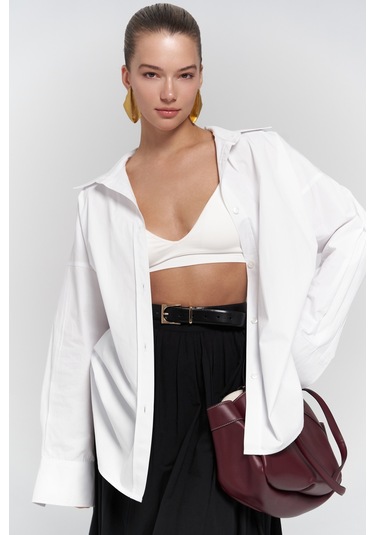 Phoebe Oversize Beyaz Gömlek Beyaz