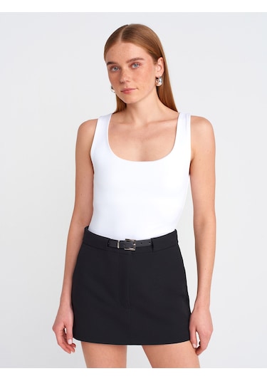 Dilvin 20977 Kalın Askılı Poliamid Atlet-beyaz Beyaz