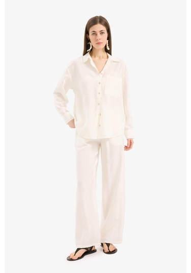 Defacto Regular Fit Esnek Belli Plaj Pantolonu-fall İn Love E1172ax25smwt16 Beyaz