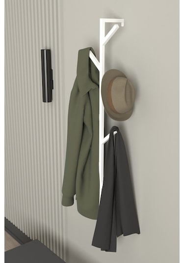 Aju 9 Kollu Antre Hol Metal Askılık - Çanta Şal Mont Havlu Bornoz Çok Amaçlı Fidan Askılığı - Beyaz Beyaz