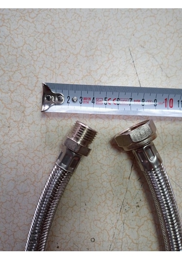 50 Cm 3/4x1/2 Kalın Çelik Örgülü Bağlantı Hortumu Nipelli 1 Ad