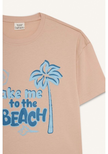 Defacto Kız Çocuk Relax Fit Bisiklet Yaka Baskılı Kısa Kollu Tişört E0389a825smpn287 Pembe