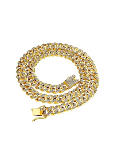 Chavin 13 Mm. Kalın 60 Cm. Taşlı Alloy Kadın Erkek Zincir Ek54Sr Turuncu