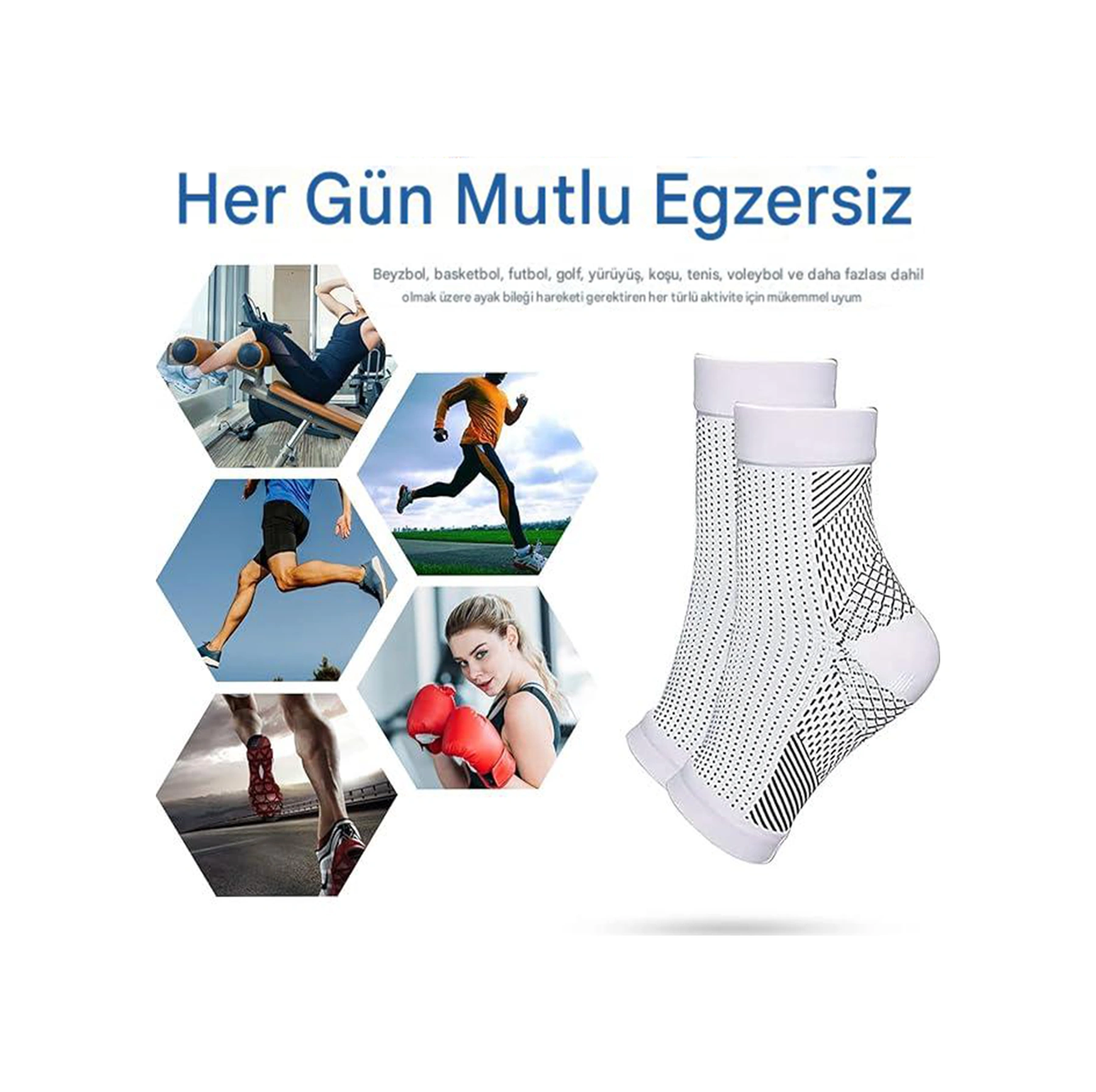 Plantar Fasyait Destekli Xxl Beden 10 Çift "20 Adet" Parmaksız Nöropati & Kompresyon Çorabı "siyah"