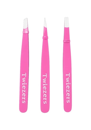 Twiezers Twzset3331 Deri Çantalı 3'lü Paslanmaz Çelik Cımbız Seti - Pembe/pembe