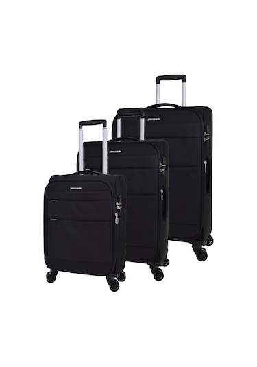Pierre Cardin Ultra Light Hafif Lüx Kumaş 3'lü Valiz Seti Siyah Pc4200 Siyah