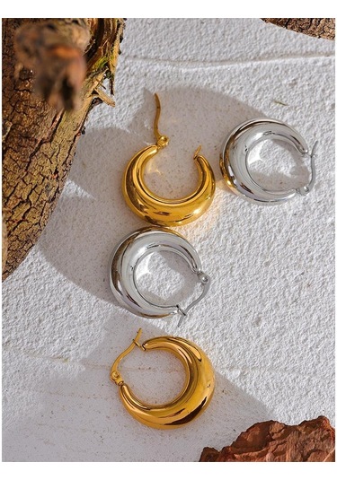 Altın Eetit Bildirimi Paslanmaz Çelik Geometrik Halka Küpe Takı Kadınlar İçin Trendy Metal Doku 18 K Küpe Altın Aksesuarlar