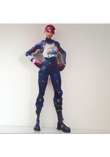 Led Fortnite Brite Bomber Karakteri Led Işıklı Pano Biblo Ahşap Masa Dekor Mavi