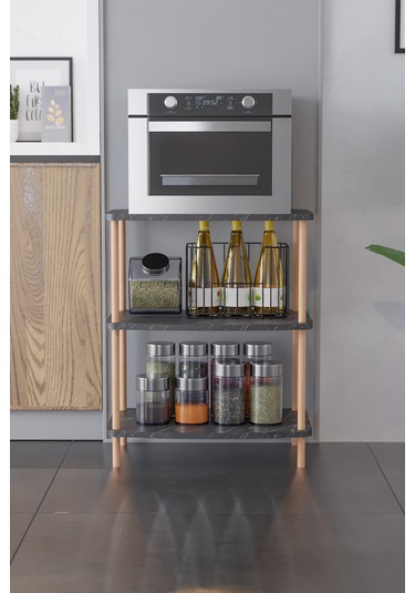 Mutfak Standı Mutfak Rafı Mutfak Bangosu Mikrodalga Dolabı -siyah