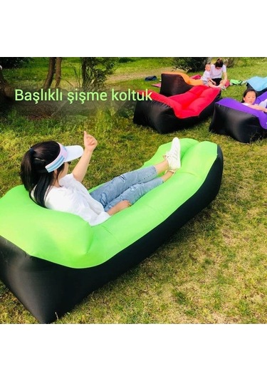 Novahub Şişme Koltuk, Baş Destekli Tek Kişilik Hava Yatağı Kamp Ve Açık Hava Etkinlikleri İçin Taşınabilir Kırmızı Kırmızı