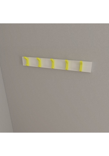 Hepsi3boyutlu Modern Duvar & Kapı Kanca Askılık - 5 Adet Sarı Kanca Askılık - Model No : 2 Sarı