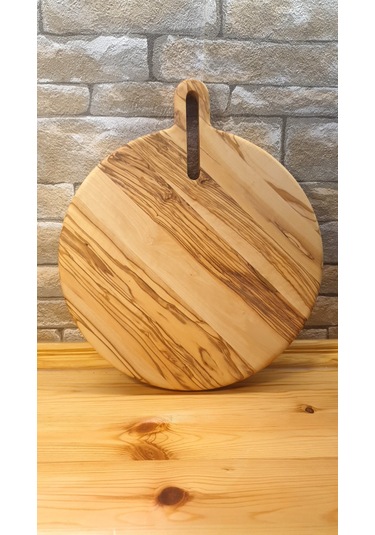 Zeytin Ağacı Ahşap Pizza Peynir Sunum Saplı Kesme Tahtası