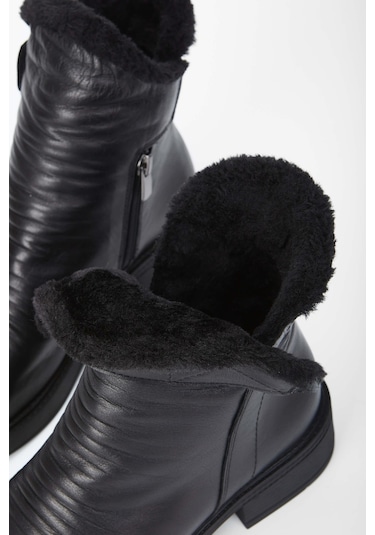 Tamer Tanca Kadın Hakiki Deri Siyah Deri Casual Bot 231 91k Bn Bot Sk23/24 Sıyah Dr Siyah