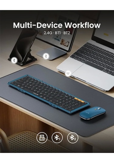Protoarc Xkm01 Bluetooth Katlanabilir Klavye Ve Fare Blue