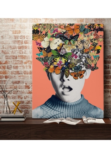 Bk Gift İnsan Ve Kelebekler Tasarımlı Kanvas Tablo 70x100cm-1
