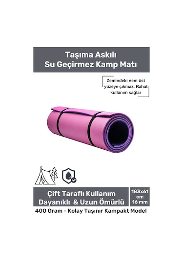 Su Geçirmez Konfor Modeli Taşıma Askılı Çift Taraflı Kamp Zemin Çadır 16 Mm Uyku Matı Yer Minderi Çok Renkli