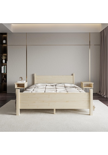 Melodi Model Vernikli Çam Ahşap Karyola-122 120 x 200