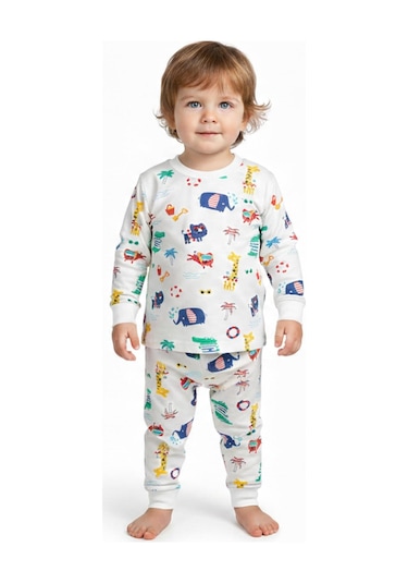 Baglan Erkek Çocuk Baskılı Pijama Takım Bgl-st05259 Krem