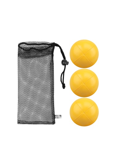 Konesam 3 Adet Sarı Pu Halka Topu 6.5cm - Dayanıklı, Su Geçirmez, Taşınabilir Ağ Çantasıyla - Çocuk Ve Yetişkinler İçin Başlangıç Seviyesi
