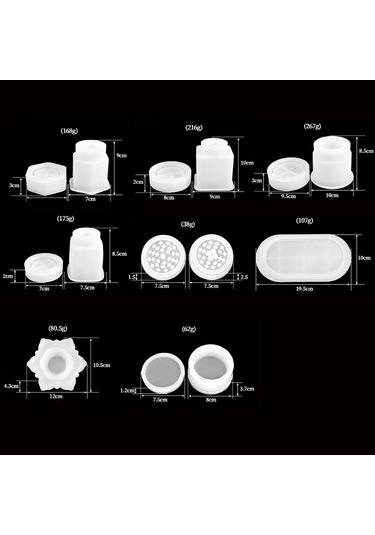 Sones Kendin Yap Kristal Epoksi Silikon Kalıp Kombinasyon Seti, Şekil: Altıgen Prizma + Dairesel Şişe