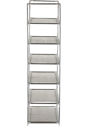 Tenfowee 6 Katmanlı Pratik Ayakkabı Rafı - Paslanmaz Boru Ve Dokumasız Kumaş İle Dayanıklı Depolama Çözümü Gri