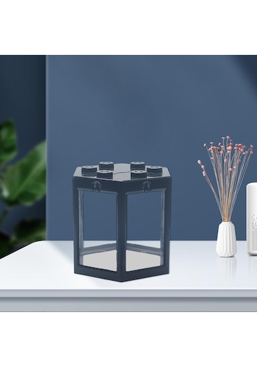 Suntek Mini Balık Tankı Manzara Açık Süs Akvaryum Kare Siyah