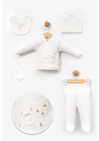 Bebitof %100 Pamuk Sevimli Yavru Koala Desenli 5 Parça Yenidoğan Hastane Çıkışı Zıbın Seti Bbtf.ekr.20231 Ekru Bebitof %100 Pamuk Sevimli Yavru Koala Desenli 5 Parça Yenidoğan Hastane Çıkışı Zıbın Seti Bbtf.ekr.20231 Ekru