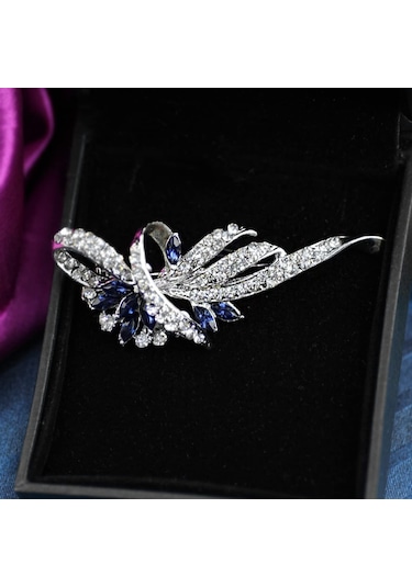Gümüş Kadınlar, Kızlar, Bayanlar Ve Erkekler İçin Kristal Broş Fantezi Vintage Stil Çiçek Broş Pin