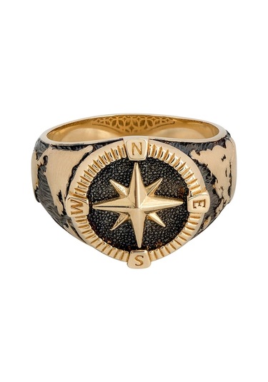 14 Ayar Altın Kabartmalı Tasarım Denizci Pusulası Erkek Yüzüğü (552567256)