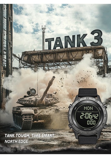 Wezone North Edge Tank-3 Siyah Akıllı Saat: Kompas, Adım Sayıcı, Kalori Takibi Ve 50m Su Geçirmezli K - Dışa Ve Spora İdeal