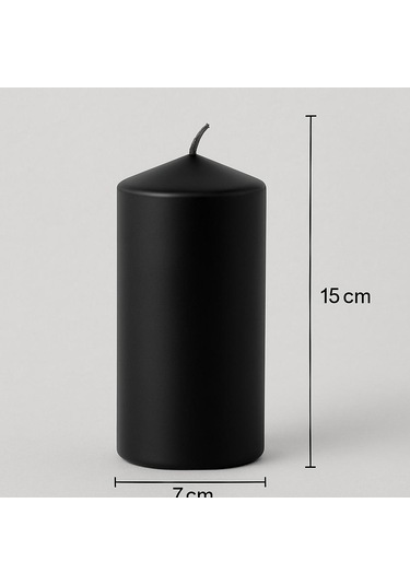 Silindir Mum 7x15 Cm Siyah Siyah
