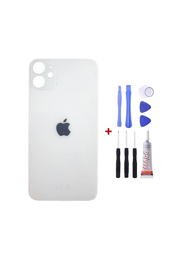 Apple Uyumlu iPhone 11 Beyaz Arka Cam Kapak Arka Pil Kapağı