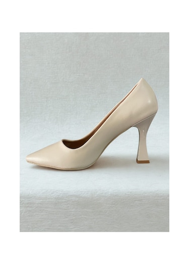 Cilt Deri Bej Stiletto Ayakkabı Bej