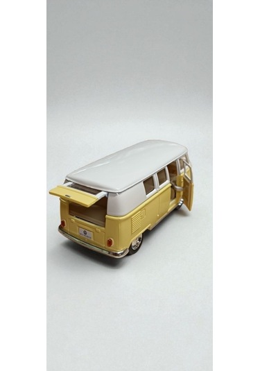 Nostaljik Metal Çek Bırak Sarı Wv Minibüs Araba Kapılar Açılır Diğer