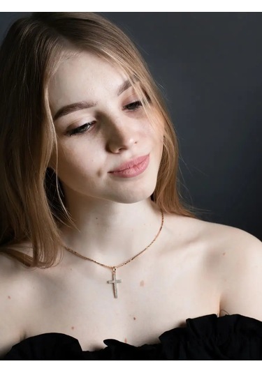 Xuping Taşlı Altın Kaplama Haç Kolye Tıbbi Alaşımlı 158089319 Altın Rengi