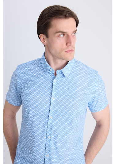 Twn Slim Fit Mavi Baskılı Easy Iron Gömlek 4ec02ad042802 Çok Renkli